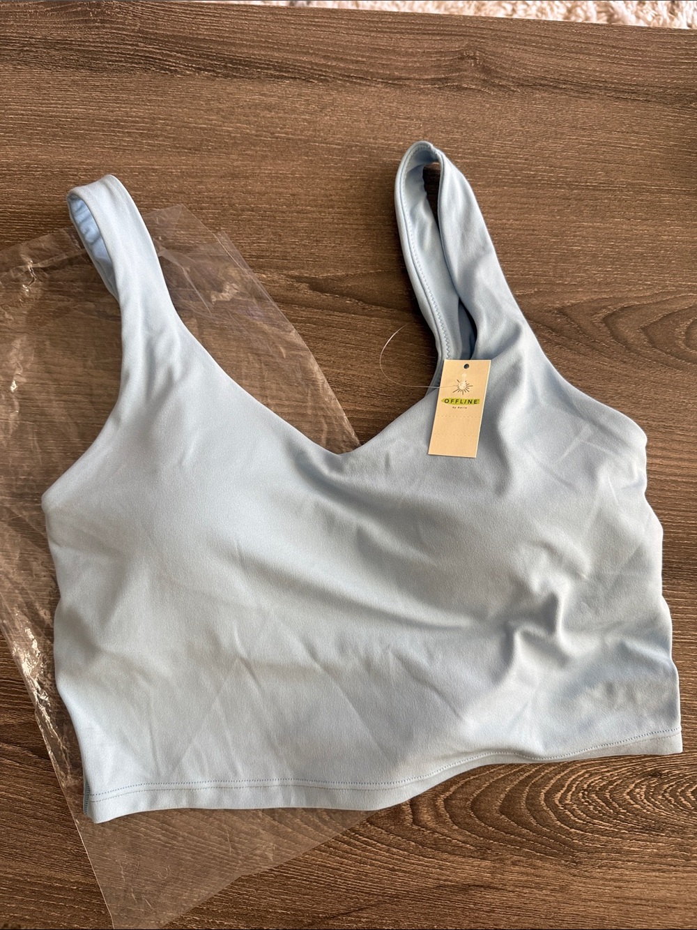 aerie Light Blue Scoop Neck Crop Tank